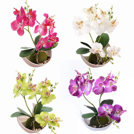 Elegant Faux Butterfly Orchid Bonsai - Stunning Home Decorative Accent - Très Elite