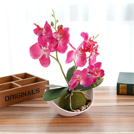 Elegant Faux Butterfly Orchid Bonsai - Stunning Home Decorative Accent - Très Elite