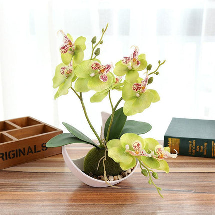 Elegant Faux Butterfly Orchid Bonsai - Stunning Home Decorative Accent - Très Elite