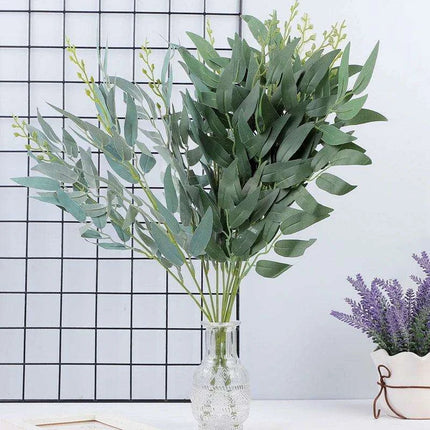 Elegant Faux Willow Leaf Bouquet: Chic Greenery for Sophisticated Home Decor