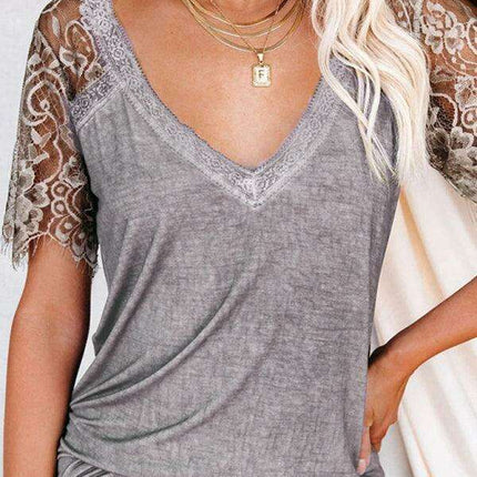 Elegant Feather Lace V Neck Blouse - A Chic Essential