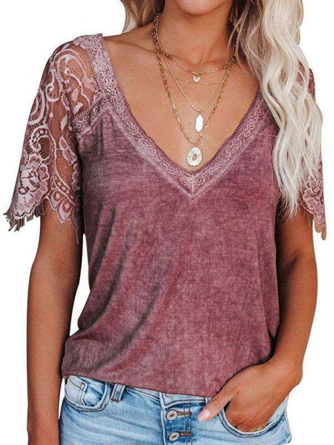 Elegant Feather Lace V Neck Blouse - A Chic Essential