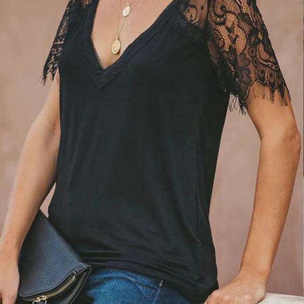 Elegant Feather Lace V Neck Blouse - A Chic Essential