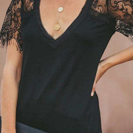 Elegant Feather Lace V Neck Blouse - A Chic Essential