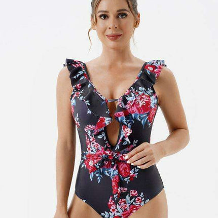 Elegant Floral Backless Women's Swimsuit - Très Elite