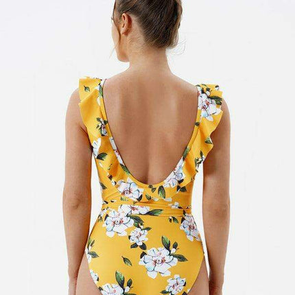 Elegant Floral Backless Women's Swimsuit - Très Elite