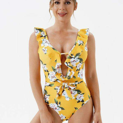 Elegant Floral Backless Women's Swimsuit - Très Elite