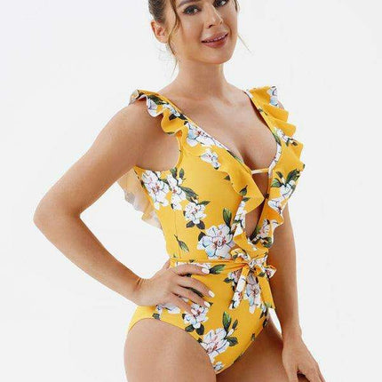 Elegant Floral Backless Women's Swimsuit - Très Elite