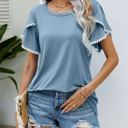 Elegant Floral Chiffon Blouse with Flowing Sleeves for Women