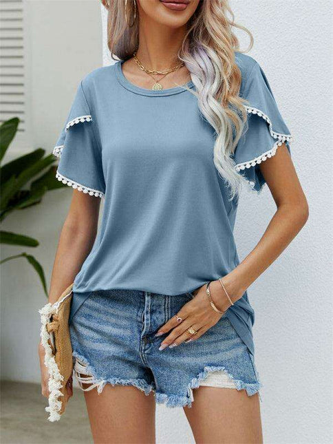 Elegant Floral Chiffon Blouse with Flowing Sleeves for Women