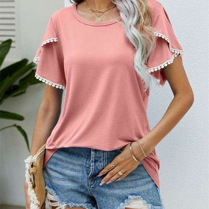 Elegant Floral Chiffon Blouse with Flowing Sleeves for Women