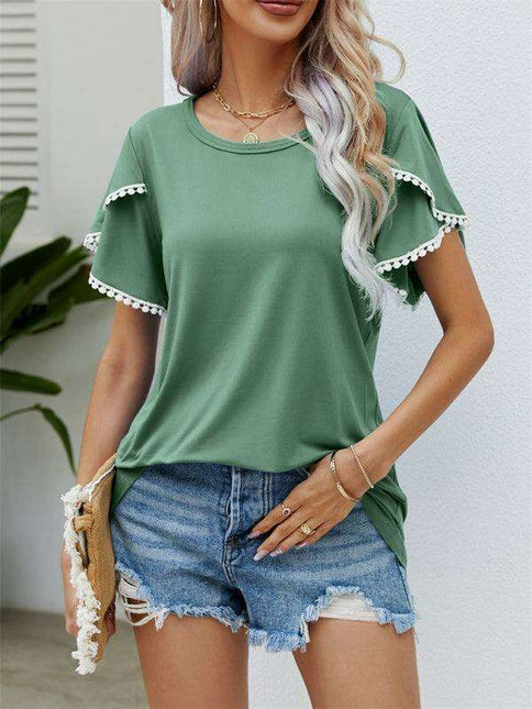 Elegant Floral Chiffon Blouse with Flowing Sleeves for Women