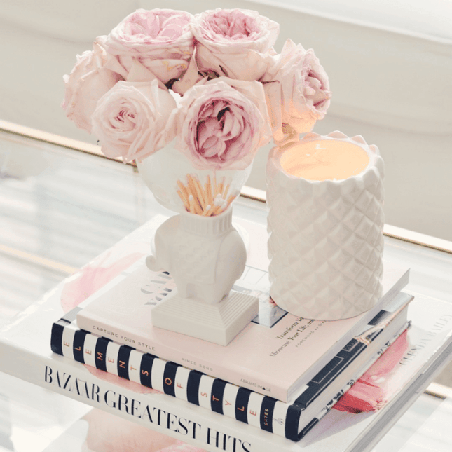 Elegant Floral Oasis - White Pineapple Wildflower Candle