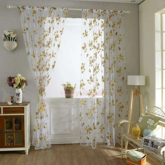 Elegant Floral Sheer Window Curtain for Kids' Spaces - Stylish Privacy Solution
