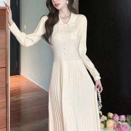 Elegant French-Inspired Women's Knitted Dress with Skirt by Jakoto