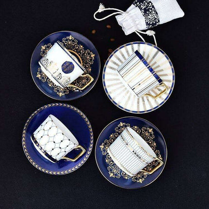 Elegant Gold-Accented Ceramic Tea and Coffee Cup Set - Très Elite