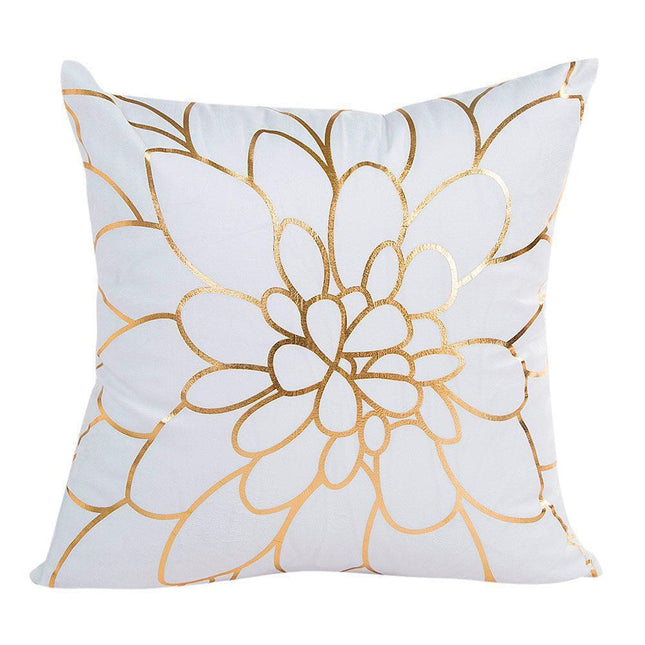 Elegant Gold Foil Decorative Pillow Cover - Chic 18x18 Inch Square Cushion Case for Home Styling
