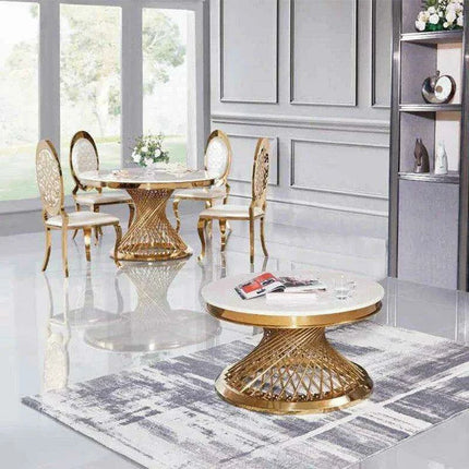 Elegant Gold Marble Coffee Table - Luxurious Home Accent