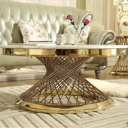 Elegant Gold Marble Coffee Table - Luxurious Home Accent