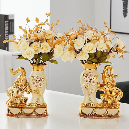 Elegant Golden Elephant Vase - Enhance Your Living Space with European Sophistication - Très Elite