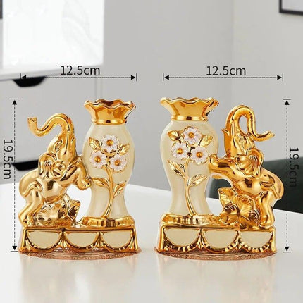 Elegant Golden Elephant Vase - Enhance Your Living Space with European Sophistication - Très Elite
