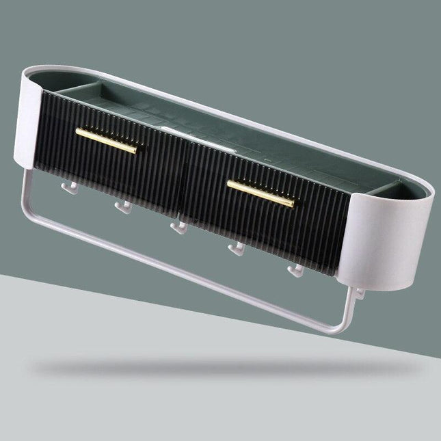 Elegant Gray and Green Wall-Mounted Storage Organizer with Versatile Functionality