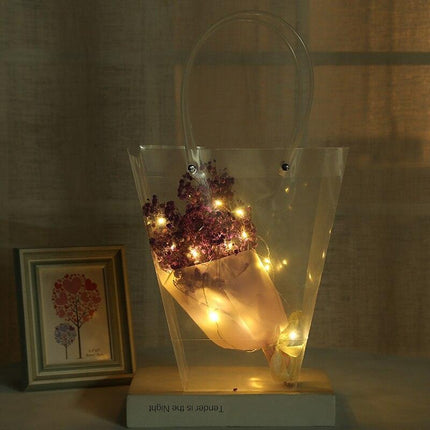 Elegant Gypsophila Dried Flower Arrangement in Trendy Tote Bag - Très Elite
