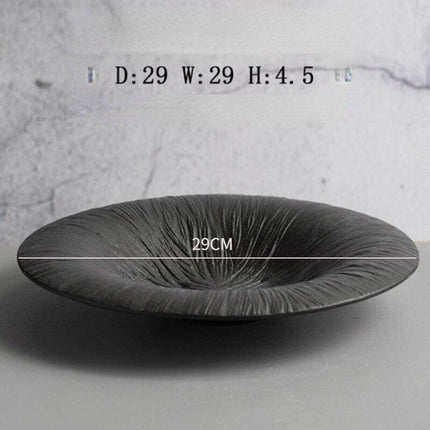 Elegant Handcrafted Ceramic Steak Plate with Unique Volcanic Design - Très Elite