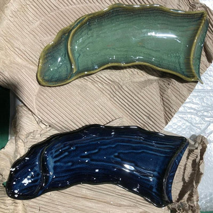 Elegant Handcrafted Ceramic Sushi Serving Tray - Unique 12-Inch Kiln-Glazed Platter - Très Elite