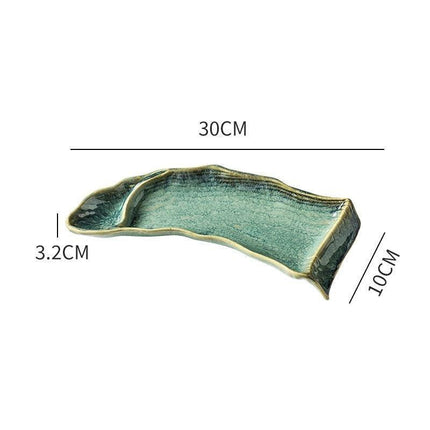 Elegant Handcrafted Ceramic Sushi Serving Tray - Unique 12-Inch Kiln-Glazed Platter