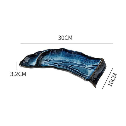 Elegant Handcrafted Ceramic Sushi Serving Tray - Unique 12-Inch Kiln-Glazed Platter