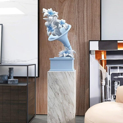 Elegant Handcrafted Phonograph Marble Sculpture for Luxurious Home Ambiance - Très Elite