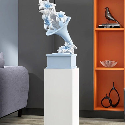 Elegant Handcrafted Phonograph Marble Sculpture for Luxurious Home Ambiance - Très Elite