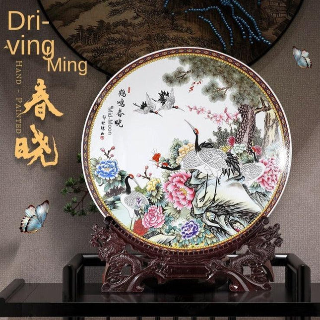 Elegant Heming Chunxiao Design: Luxurious Ceramic Wall Plate for Sophisticated Home Decor