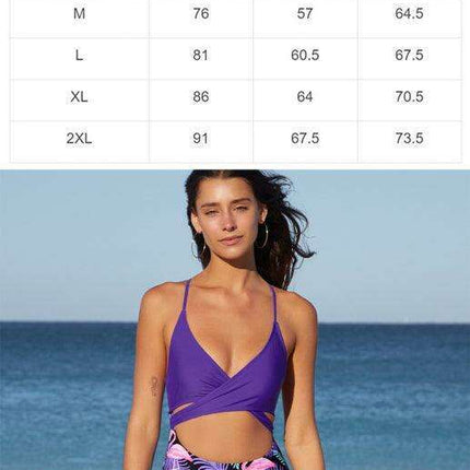 Elegant High-Waisted Cross-Print One-Piece Swimsuit for Women - Très Elite