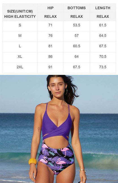 Elegant High-Waisted Cross-Print One-Piece Swimsuit for Women