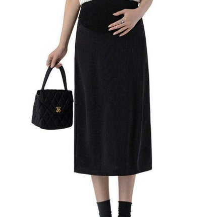 Elegant High-Waisted Maternity Dress with Stylish Back Split - Perfect for Expecting Moms - Très Elite