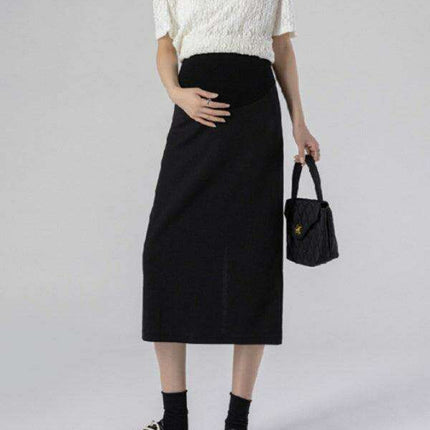 Elegant High-Waisted Maternity Dress with Stylish Back Split - Perfect for Expecting Moms - Très Elite