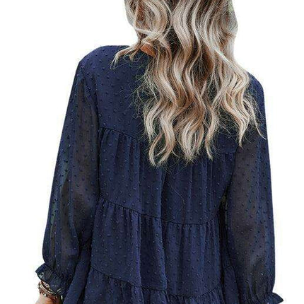 Elegant Jacquard Top with Balloon Sleeves - Versatile Women's Fashion Essential - Très Elite
