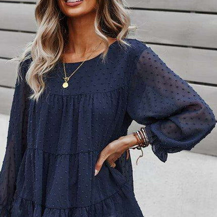 Elegant Jacquard Top with Balloon Sleeves - Versatile Women's Fashion Essential - Très Elite