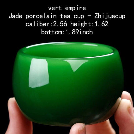 Elegant Jade Porcelain Green Tea Cup Set - Luxurious Vert Empire Master Teacup & Kung Fu Brewing Collection - Très Elite