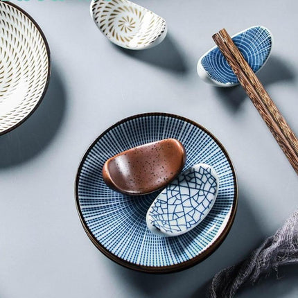 Elegant Japanese Ceramic Trinket Plate with Modern Geometric Design - Stylish Storage Solution