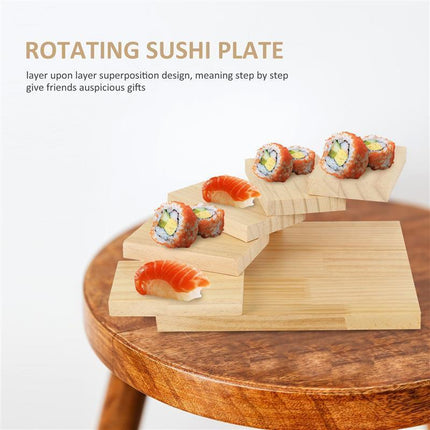 Elegant Japanese Wooden Serving Platter - Perfect for Sushi, Dim Sum, and Desserts - Très Elite