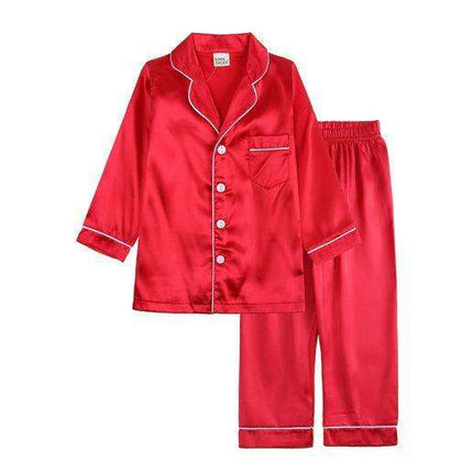 Elegant Kids' Long Sleeve Satin Sleepwear Set