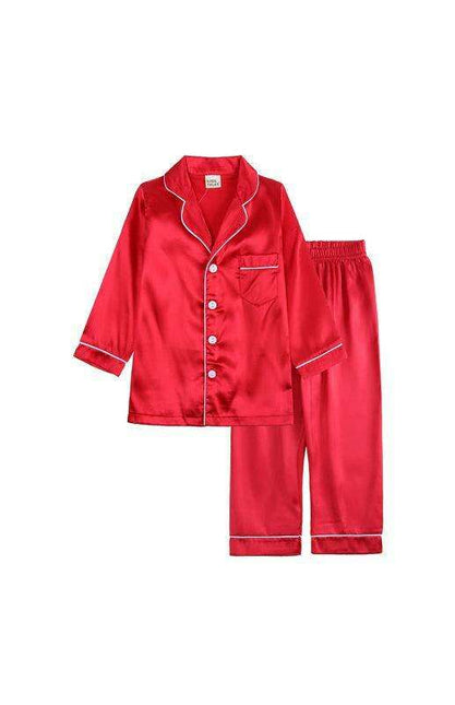 Elegant Kids' Long Sleeve Satin Sleepwear Set
