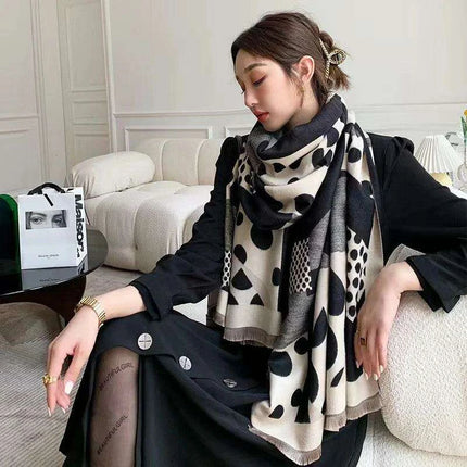 Elegant Korean Double-Sided Cashmere & Acrylic Winter Scarf for Women - Très Elite