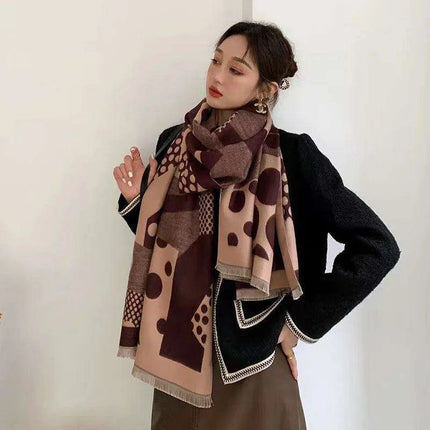 Elegant Korean Double-Sided Cashmere & Acrylic Winter Scarf for Women - Très Elite