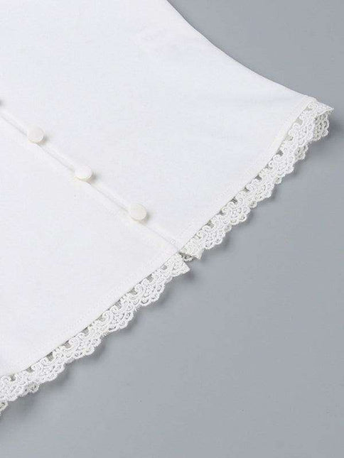 Elegant Lace Square Neck Button Vest - Women's Trendy Summer Blouse