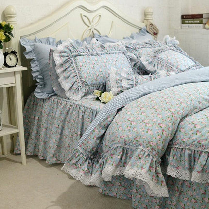 Elegant Lace-Trimmed Plaid Cotton Bed Linen Set - Très Elite