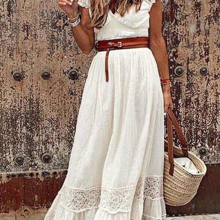 Elegant Lace V-neck Dress: Stylish Comfort for Every Occasion- Très Elite- Très Elite